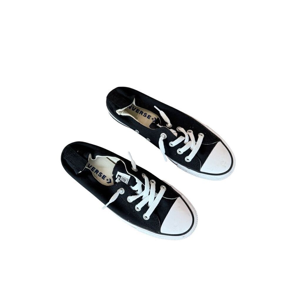 Converse All Star Womens Black White Canvas Lace-up Low Top Sneakers Size 8